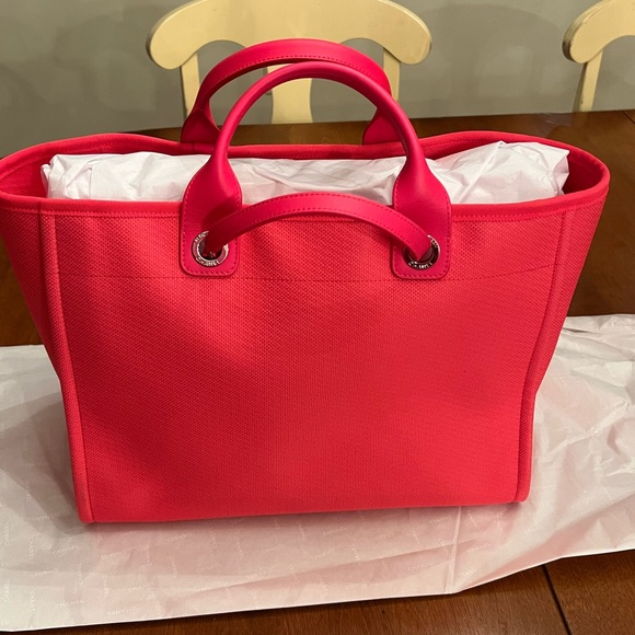 Chanel mixed fibers Large Deauville tote Pink / Orange - Picture 4 of 16